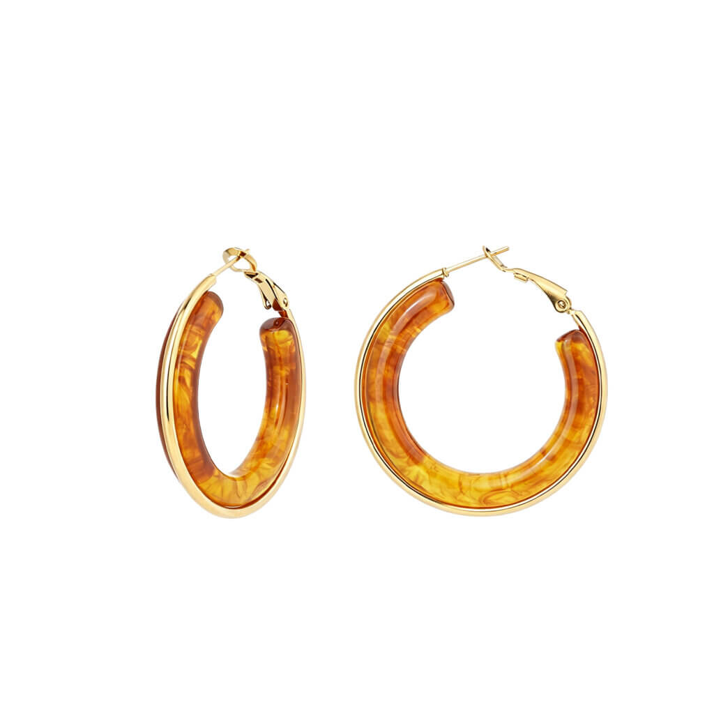 Geometric Lucite Hoop Earrings With Interchangeable Inner Layer