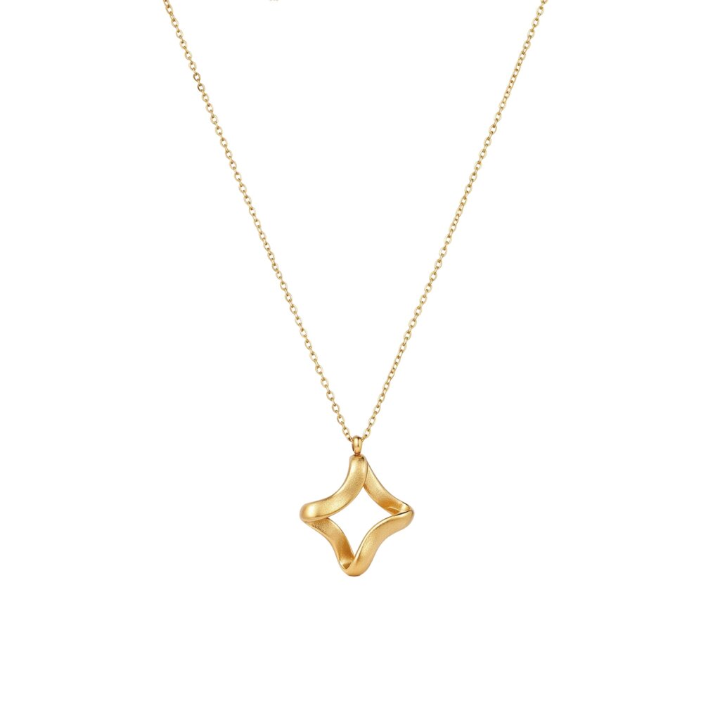 18K Gold Plated Stainless Steel Necklace with Sculptural Pendants