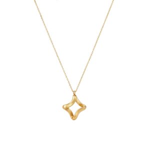18K Gold Plated Stainless Steel Necklace with Sculptural Pendants